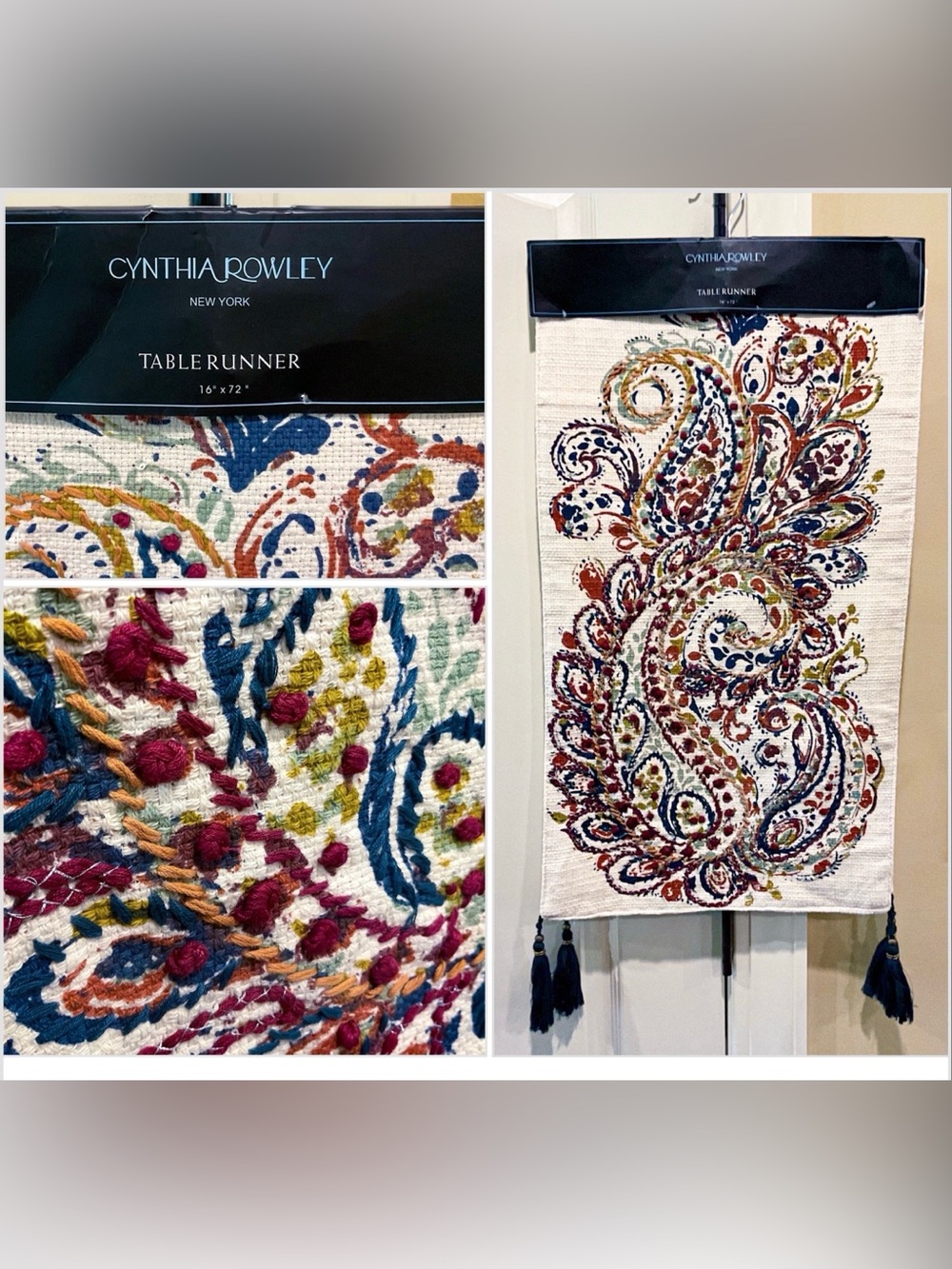 Cynthia Rowley Table Runner Embroidered Paisley Print